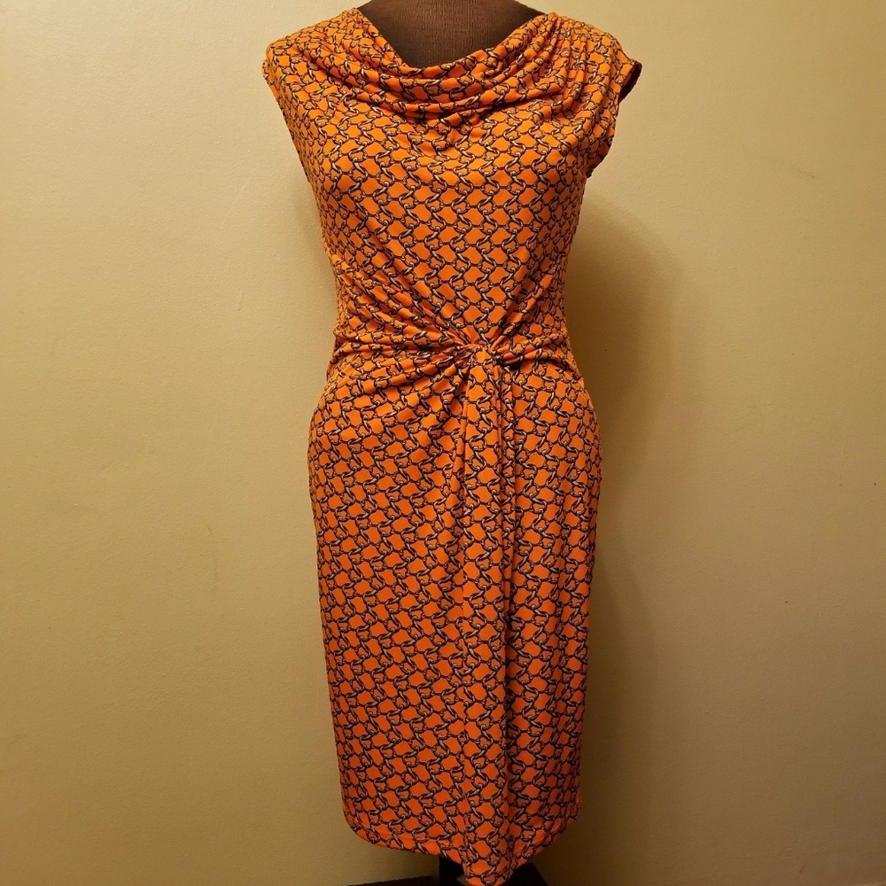 Michael Kors Orange Chain Link Pattern Dress Xs - image 1